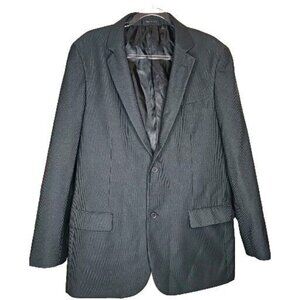 Mundo Super 120's Single Breasted Black On Black Pin Stripe Blazer Sport Coat 42